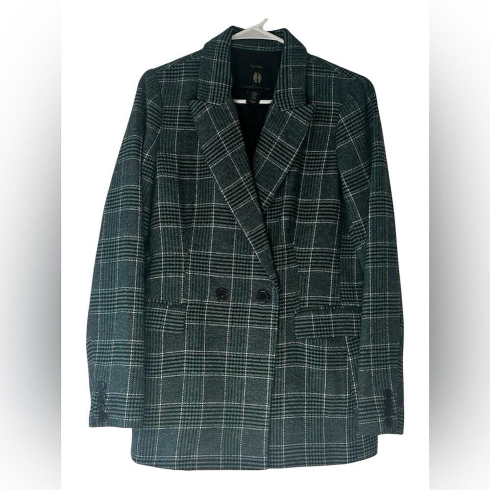 House of Harlow 1906 Maje Green Glen Plaid wool blend Double-Breasted Blazer. M